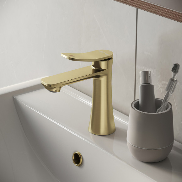 Смеситель для раковины Grossman Advans 510.K35.09.320 Золото брашированное Смеситель для раковины Grossman Advans 510.K35.09.320 Золото брашированное