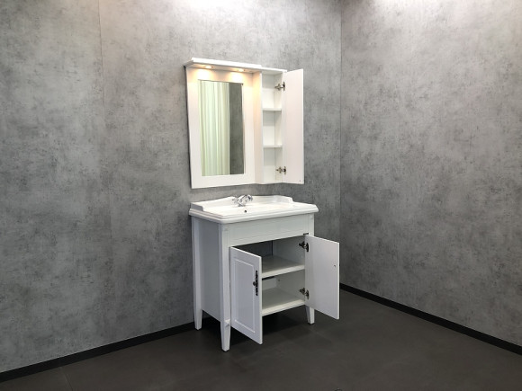 Зеркальный шкаф Comforty Палермо 80 00004139246 Белый глянец Зеркальный шкаф Comforty Палермо 80 00004139246 Белый глянец