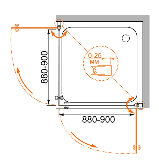 Душевой уголок Cezares Elena A-2 90x90 ELENA-W-A-2-90-C-Cr профиль Хром стекло прозрачное