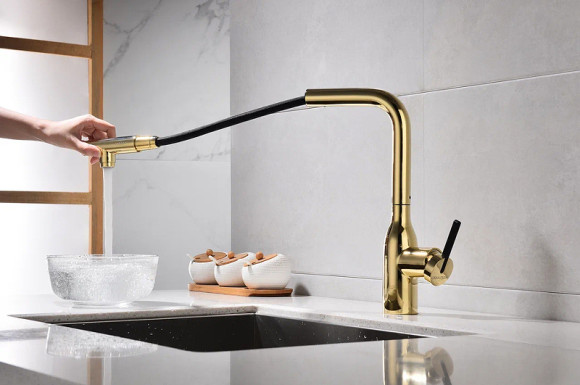 Смеситель для кухни Paulmark Viper Vi213105-G Золото