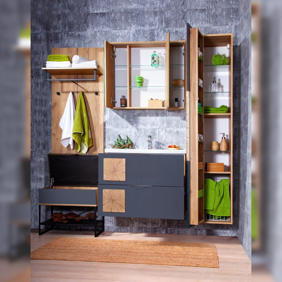 Банкетка Бриклаер Форест 60 4627125414732 Дуб золотой Антрацит Банкетка Бриклаер Форест 60 4627125414732 Дуб золотой Антрацит