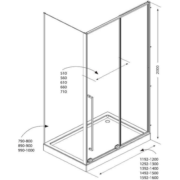 Душевой уголок Allen Brau Fantasy 160x100 3.11010.00 + 3.11014.00 профиль Хром стекло прозрачное