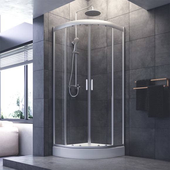 Душевой уголок AM.PM Gem 80х80 W90G-401-080WT радиальный профиль Матовый хром стекло прозрачное Душевой уголок AM.PM Gem 80х80 W90G-401-080WT радиальный профиль Матовый хром стекло прозрачное