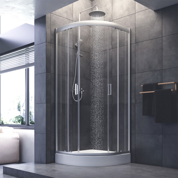 Душевой уголок AM.PM Gem 80х80 W90G-401-080WT радиальный профиль Матовый хром стекло прозрачное Душевой уголок AM.PM Gem 80х80 W90G-401-080WT радиальный профиль Матовый хром стекло прозрачное