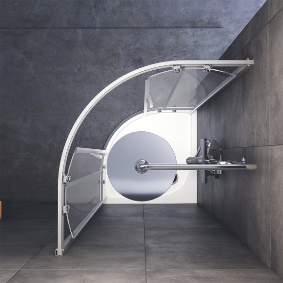 Душевой уголок AM.PM Gem 80х80 W90G-401-080WT радиальный профиль Матовый хром стекло прозрачное Душевой уголок AM.PM Gem 80х80 W90G-401-080WT радиальный профиль Матовый хром стекло прозрачное