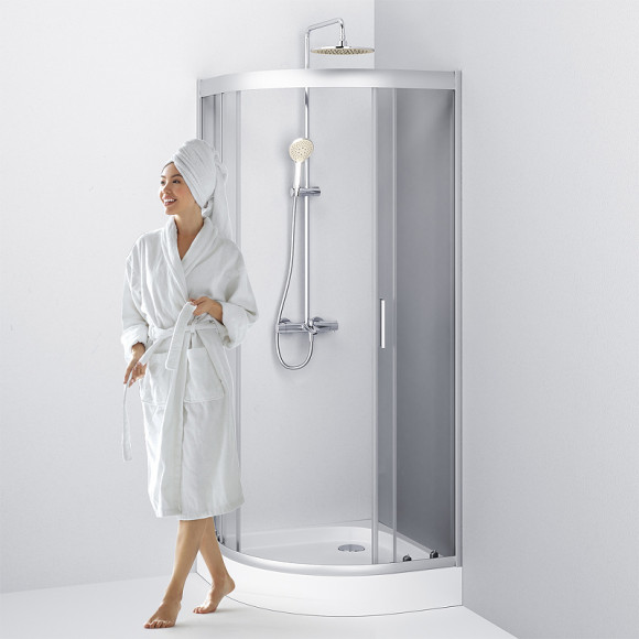 Душевой уголок AM.PM Gem 80х80 W90G-401-080WT радиальный профиль Матовый хром стекло прозрачное Душевой уголок AM.PM Gem 80х80 W90G-401-080WT радиальный профиль Матовый хром стекло прозрачное