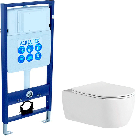 Комплект унитаза с инсталляцией Aquatek Set Aquatek Европа New с сиденьем Микролифт Комплект унитаза с инсталляцией Aquatek Set Aquatek Европа New с сиденьем Микролифт