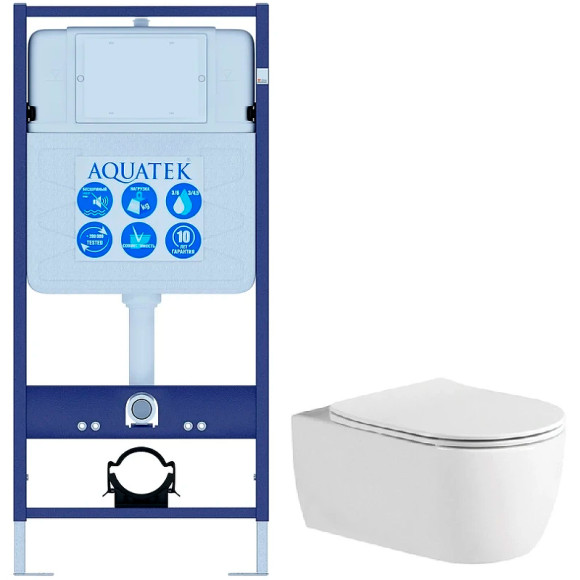 Комплект унитаза с инсталляцией Aquatek Set Aquatek Европа New с сиденьем Микролифт Комплект унитаза с инсталляцией Aquatek Set Aquatek Европа New с сиденьем Микролифт