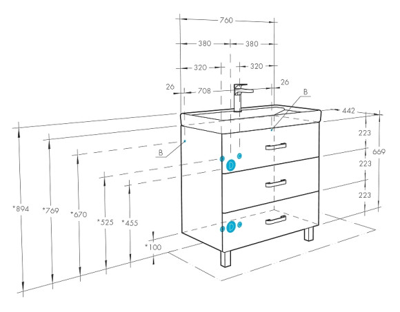 Тумба под раковину Aquaton Америна 76 М 1A169101AM010 Белая