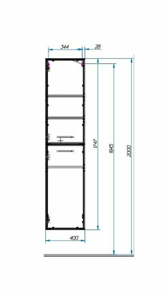 Шкаф пенал Эстет Vegas 40 R ФР-00003494 подвесной Белый