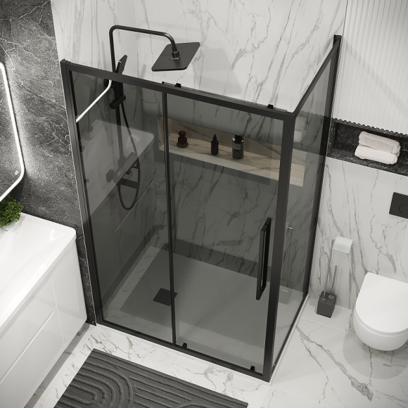 Душевой уголок Grossman Cosmo 120х80 120.K33.02.1280.21.10 профиль Черный матовый стекло тонированное