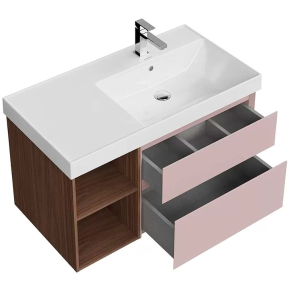 Тумба под раковину Kerama Marazzi Cubo 90 R CUB.90.2Rh\MAL.N подвесная Мальва матовый Структурированный орех Тумба под раковину Kerama Marazzi Cubo 90 R CUB.90.2Rh\MAL.N подвесная Мальва матовый Структурированный орех