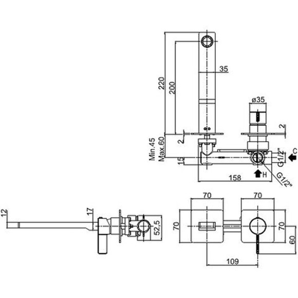 Смеситель для раковины Paffoni Rock RO105CR70 Хром Смеситель для раковины Paffoni Rock RO105CR70 Хром