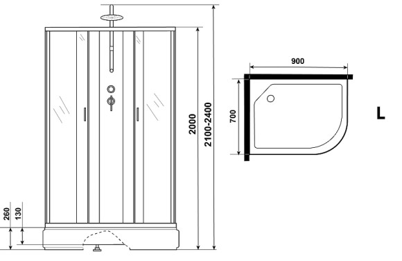 Душевая кабина Niagara Classic 90х70 L NG-33974-14LBKT без гидромассажа