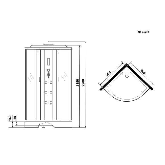 Душевая кабина Niagara Ultra 90x90 NG-301-01 с гидромассажем Душевая кабина Niagara Ultra 90x90 NG-301-01 с гидромассажем