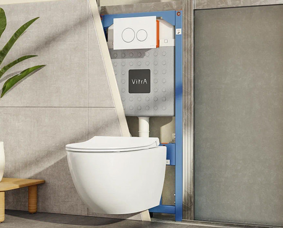 Комплект унитаза с инсталляцией Vitra Normus 9773B003-7202 с сиденьем Микролифт и клавишей смыва Хром глянцевый