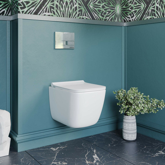 Комплект унитаза Berges Quattro S Rimless с инсталляцией Atom Line 043361 с сиденьем Микролифт и клавишей смыва Хром глянцевый Комплект унитаза Berges Quattro S Rimless с инсталляцией Atom Line 043361 с сиденьем Микролифт и клавишей смыва Хром глянцевый