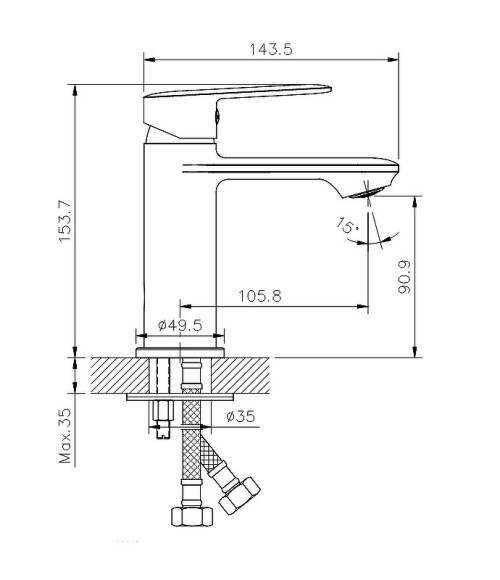 Смеситель для раковины Koller Pool Line LN0200 Хром