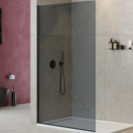 Душевая перегородка Cezares Liberta 120 LIBERTA-L-1-TB-120-GR-NERO профиль Черный матовый стекло серое