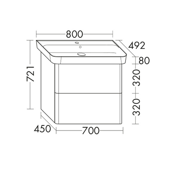 Тумба с раковиной Burgbad Iveo 80 SFEN080F2833G0161C0001*1 подвесная Белая глянцевая