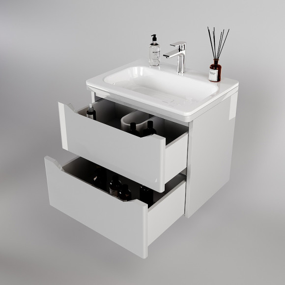 Тумба под раковину Style Line Марелла 60 Люкс Plus СС-00002405 подвесная Белый глянец антискрейтч Тумба под раковину Style Line Марелла 60 Люкс Plus СС-00002405 подвесная Белый глянец антискрейтч