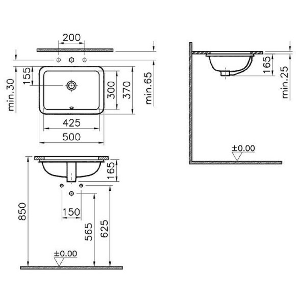 Раковина Vitra S20 50 5474B003-0618 Белая