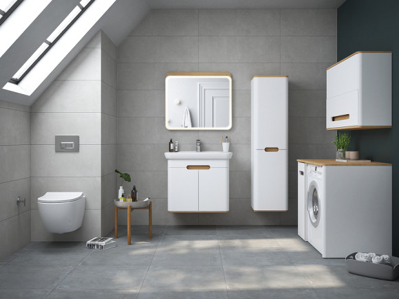 Шкаф пенал Vitra Sento 40 R 60842 подвесной с бельевое корзиной Белый матовый Шкаф пенал Vitra Sento 40 R 60842 подвесной с бельевое корзиной Белый матовый