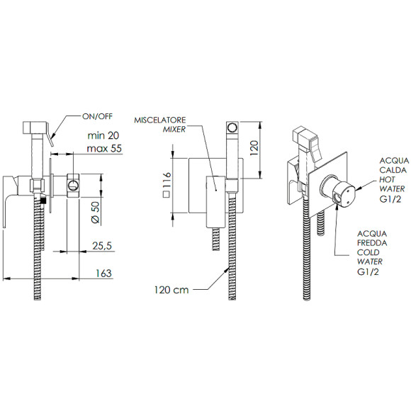 Гигиенический душ со смесителем Remer Absolute AU65W Хром Гигиенический душ со смесителем Remer Absolute AU65W Хром