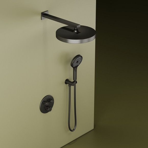 Душевая система Sancos Space SC3006GMG с термостатом Вороненная сталь