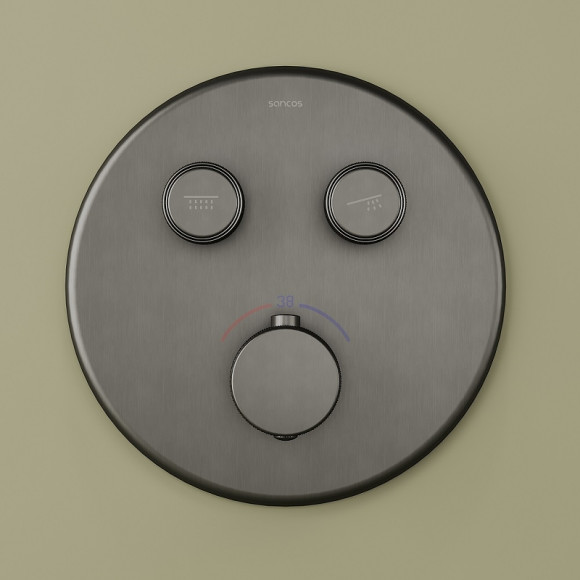 Душевая система Sancos Space SC3006GMG с термостатом Вороненная сталь