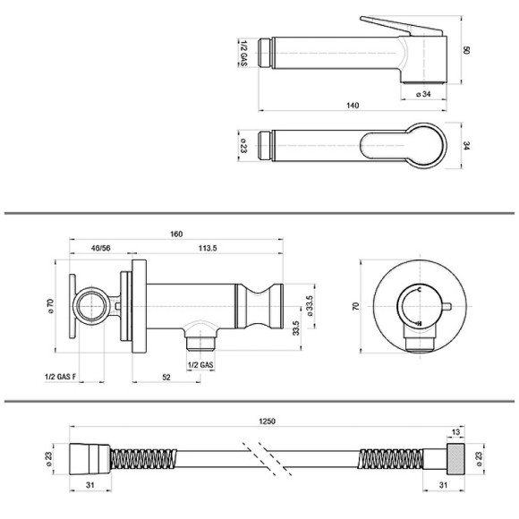 Гигиенический душ со смесителем Bossini Paloma Brass E37005.022 Античная бронза Гигиенический душ со смесителем Bossini Paloma Brass E37005.022 Античная бронза