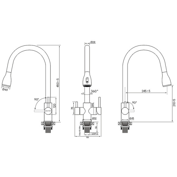 Смеситель для кухни Paulmark Lange La214212-NI Никель