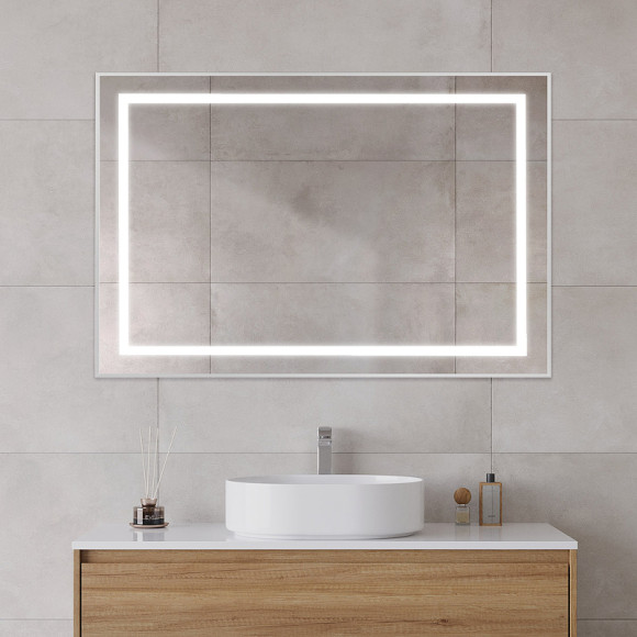 Зеркало BelBagno Kraft 120 SPC-KRAFT-1200-800-SENS-AL с подсветкой Сатин с сенсорным выключателем
