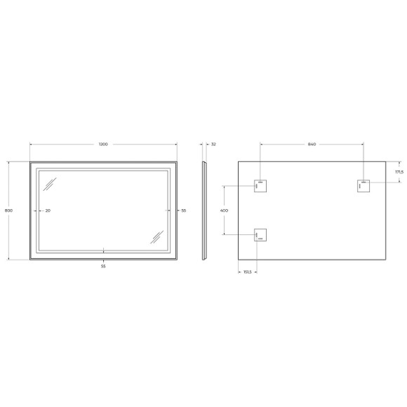 Зеркало BelBagno Kraft 120 SPC-KRAFT-1200-800-SENS-AL с подсветкой Сатин с сенсорным выключателем