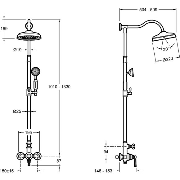 Душевая система Jacob Delafon Cleo 1889 E24311-BGG Золото глянцевое Душевая система Jacob Delafon Cleo 1889 E24311-BGG Золото глянцевое