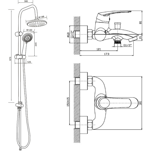 Душевая система Orange Alfi M18-933cr Хром