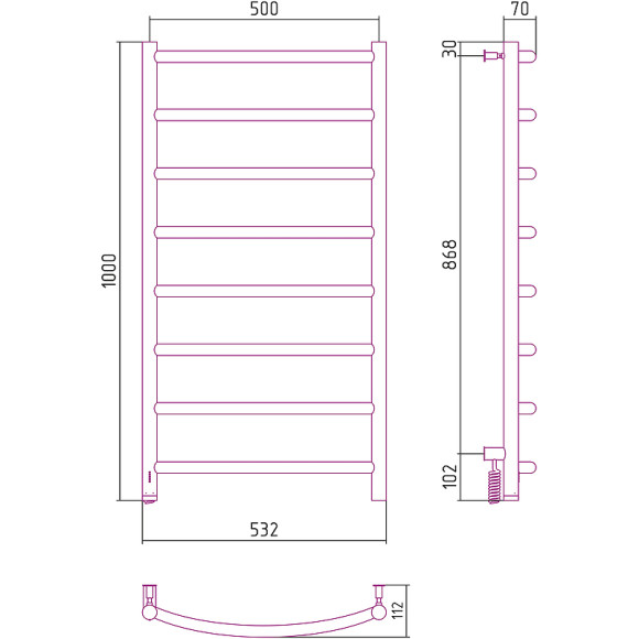 Электрический полотенцесушитель Сунержа Галант 4.0 1000x500 L 00-0830-1050 Хром Электрический полотенцесушитель Сунержа Галант 4.0 1000x500 L 00-0830-1050 Хром