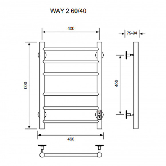 Электрический полотенцесушитель Ника Way-2 60/40 U Хром