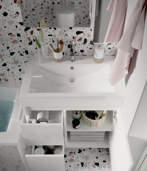 Тумба под раковину 1MarKa Cube 75Н У79532 Белый глянец Тумба под раковину 1MarKa Cube 75Н У79532 Белый глянец