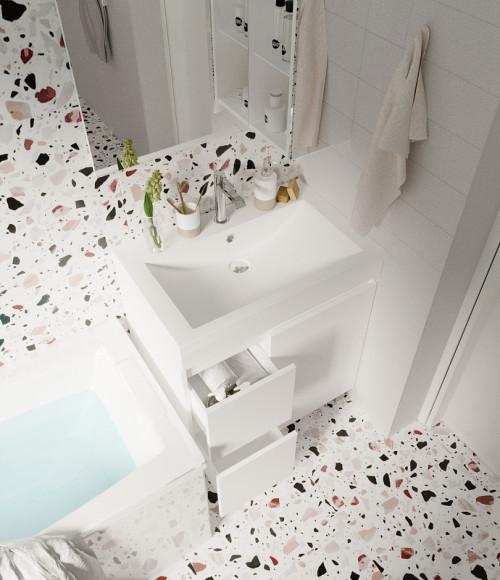 Тумба под раковину 1MarKa Cube 75Н У79532 Белый глянец Тумба под раковину 1MarKa Cube 75Н У79532 Белый глянец