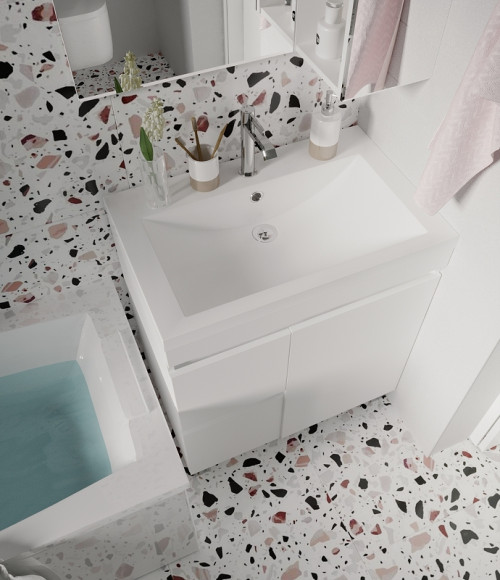 Тумба под раковину 1MarKa Cube 75Н У79532 Белый глянец Тумба под раковину 1MarKa Cube 75Н У79532 Белый глянец