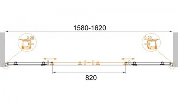 Душевая дверь в нишу Cezares ANIMA-W-BF-2-160-C-Cr профиль Хром стекло прозрачное Душевая дверь в нишу Cezares ANIMA-W-BF-2-160-C-Cr профиль Хром стекло прозрачное