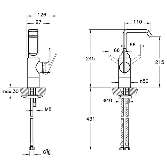 Смеситель для раковины Vitra Suit U A42469EXP Хром Смеситель для раковины Vitra Suit U A42469EXP Хром