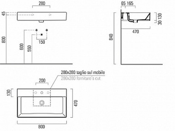 Раковина GSI Kube X 80 9422111 Белая Раковина GSI Kube X 80 9422111 Белая