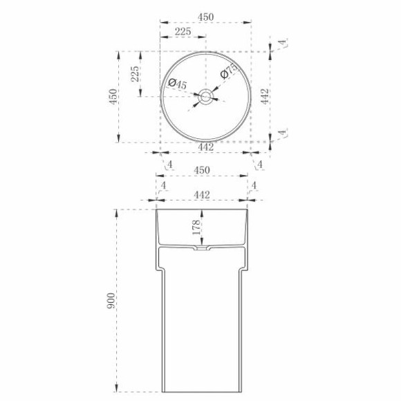 Раковина Abber Kristall 45 AT2701Onyx Черная Раковина Abber Kristall 45 AT2701Onyx Черная
