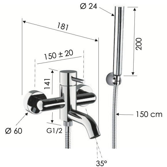 Смеситель для ванны Remer X-Style X02DO Золото глянцевое Смеситель для ванны Remer X-Style X02DO Золото глянцевое