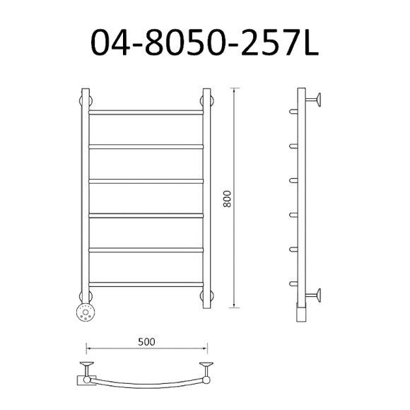Электрический полотенцесушитель Маргроид Вид 4 870x500 04-8050-257L левый Хром Электрический полотенцесушитель Маргроид Вид 4 870x500 04-8050-257L левый Хром
