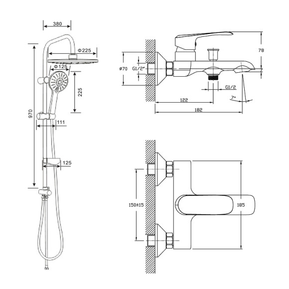 Душевая система Agger Glorious A1293500 Хром Душевая система Agger Glorious A1293500 Хром
