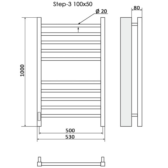 Электрический полотенцесушитель Ника Step-3 100/50 Хром Электрический полотенцесушитель Ника Step-3 100/50 Хром
