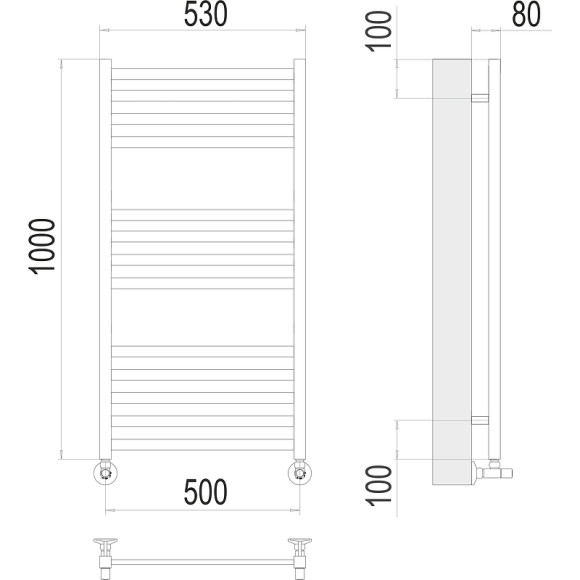 Водяной полотенцесушитель Terminus Палермо П13 500х1000 4670078530769 Хром, нижнее подключение, G 1/2" ВР, с комплектом вентилей Водяной полотенцесушитель Terminus Палермо П13 500х1000 4670078530769 Хром, нижнее подключение, G 1/2" ВР, с комплектом вентилей